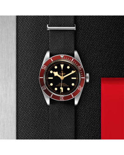 Tudor Black Bay 41 mm steel case, Black fabric strap (watches)